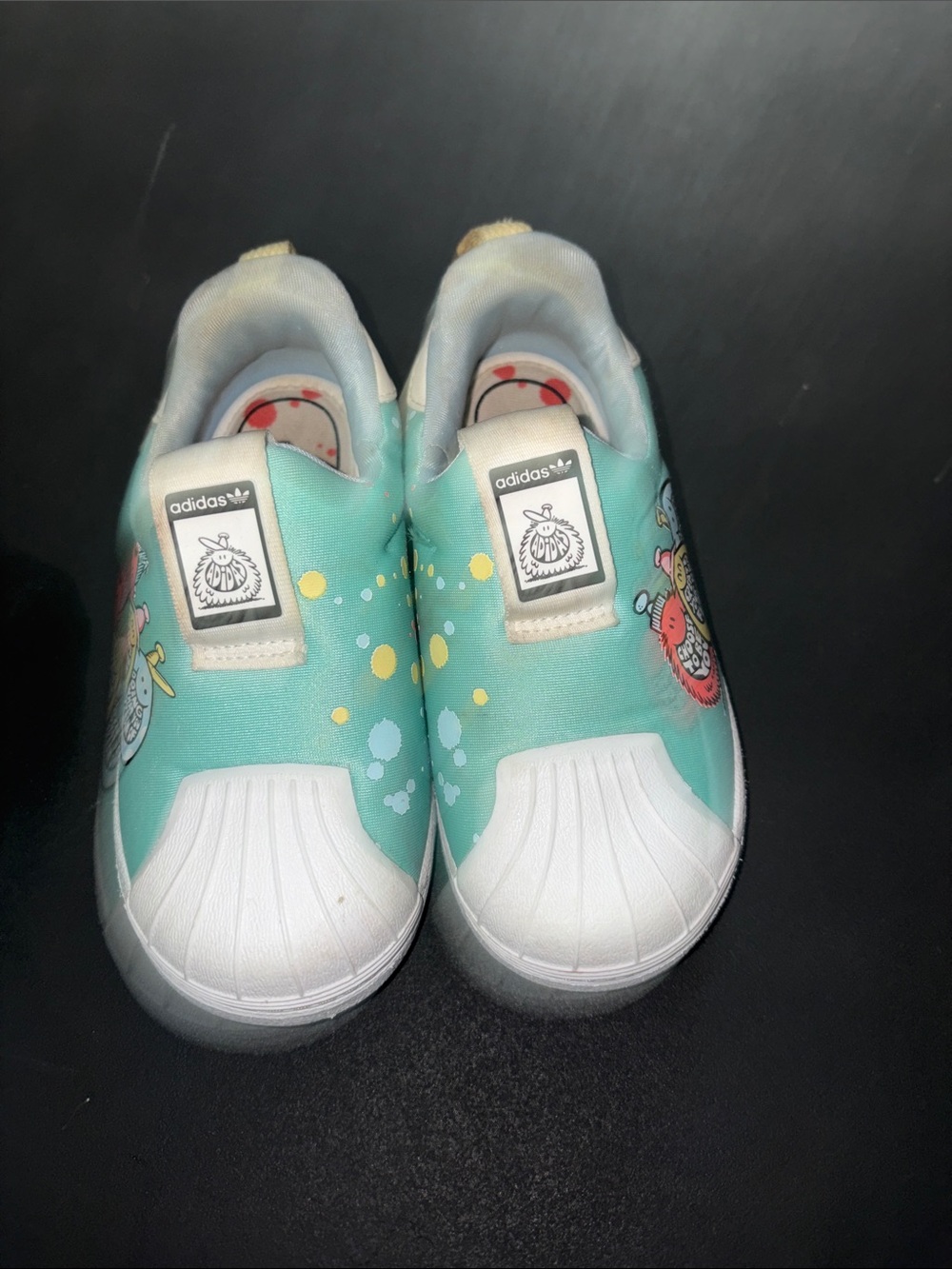 Adidas Superstar 360 Toddler Shoes Size 8K Slip On Mint Teal Graphic Sneakers